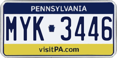 PA license plate MYK3446