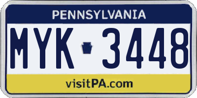 PA license plate MYK3448