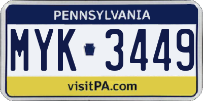 PA license plate MYK3449