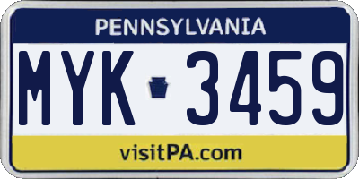 PA license plate MYK3459