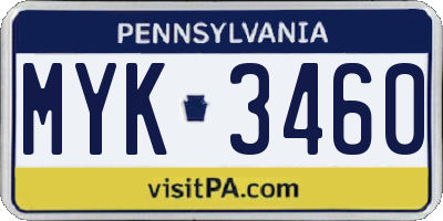 PA license plate MYK3460