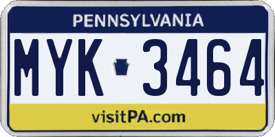 PA license plate MYK3464