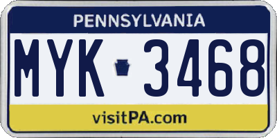 PA license plate MYK3468