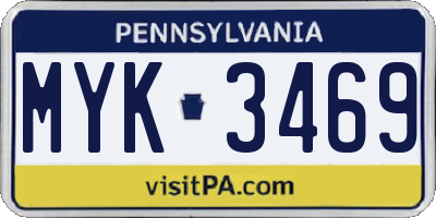 PA license plate MYK3469