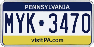 PA license plate MYK3470