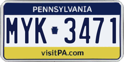 PA license plate MYK3471