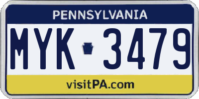 PA license plate MYK3479