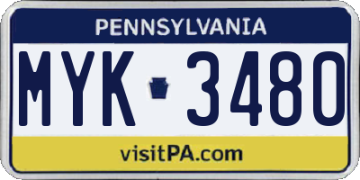 PA license plate MYK3480