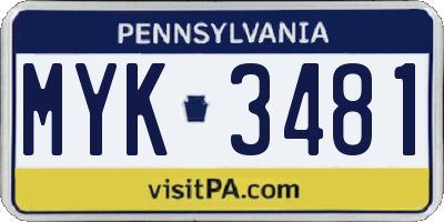 PA license plate MYK3481