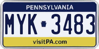PA license plate MYK3483
