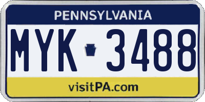 PA license plate MYK3488