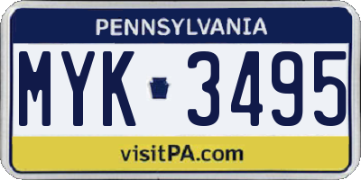 PA license plate MYK3495
