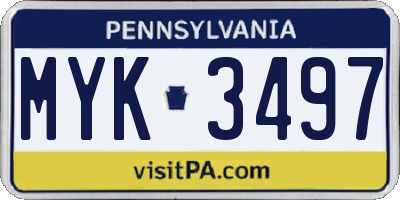 PA license plate MYK3497