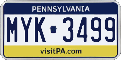 PA license plate MYK3499