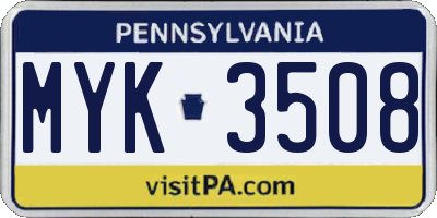 PA license plate MYK3508
