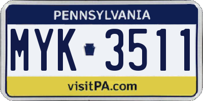 PA license plate MYK3511