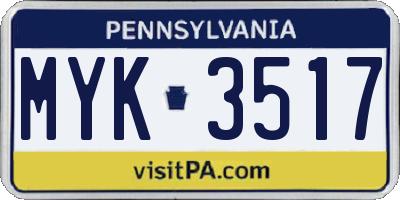 PA license plate MYK3517