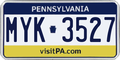 PA license plate MYK3527