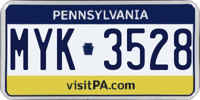 PA license plate MYK3528