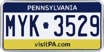 PA license plate MYK3529