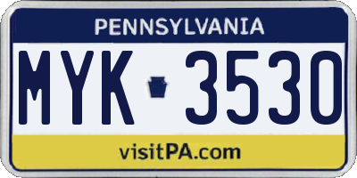 PA license plate MYK3530