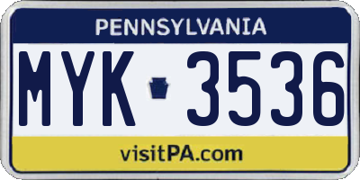 PA license plate MYK3536