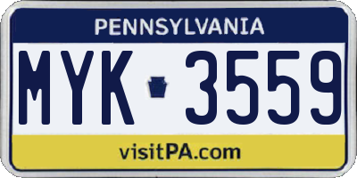 PA license plate MYK3559