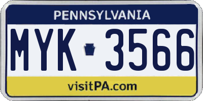 PA license plate MYK3566