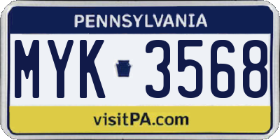 PA license plate MYK3568