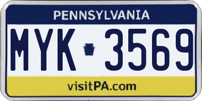 PA license plate MYK3569