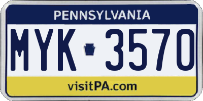 PA license plate MYK3570