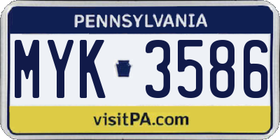 PA license plate MYK3586