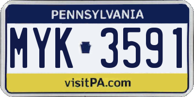 PA license plate MYK3591