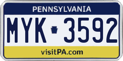 PA license plate MYK3592