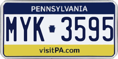 PA license plate MYK3595