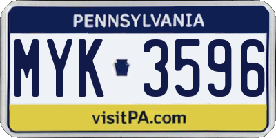 PA license plate MYK3596