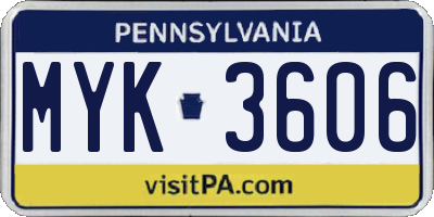 PA license plate MYK3606