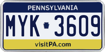 PA license plate MYK3609