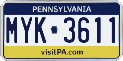 PA license plate MYK3611