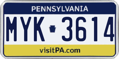 PA license plate MYK3614