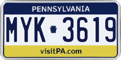 PA license plate MYK3619