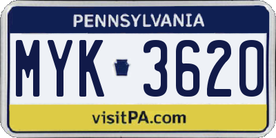PA license plate MYK3620
