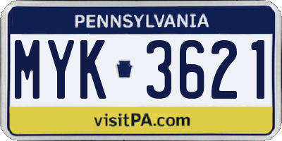 PA license plate MYK3621