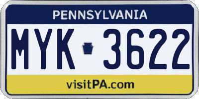 PA license plate MYK3622