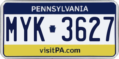 PA license plate MYK3627