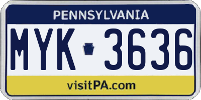 PA license plate MYK3636