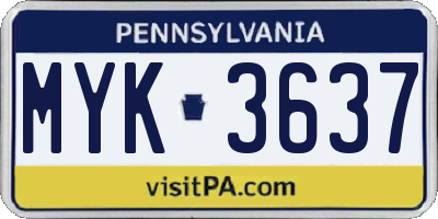 PA license plate MYK3637