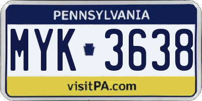PA license plate MYK3638