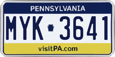 PA license plate MYK3641
