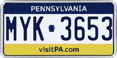 PA license plate MYK3653